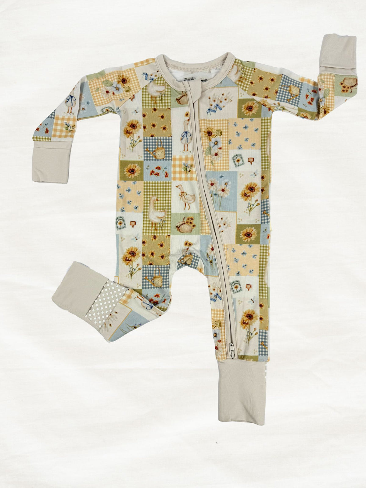 Cottage Garden floral patchwork bamboo zippy pajamas 