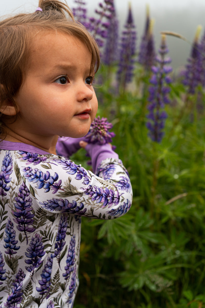 Lupine Fields Zippy | Maine Lupine Pajamas