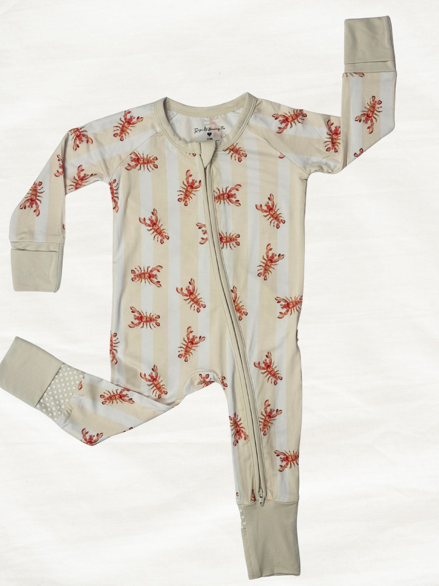 baby and toddler zippy with lobster stripe pattern
