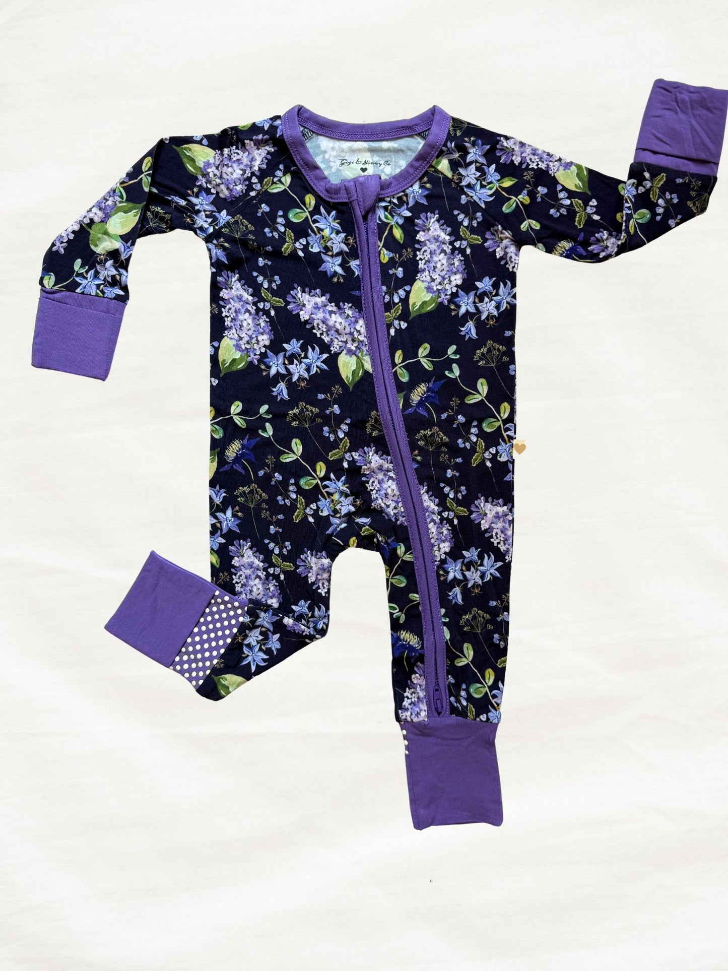 Lilac print bamboo zippy
