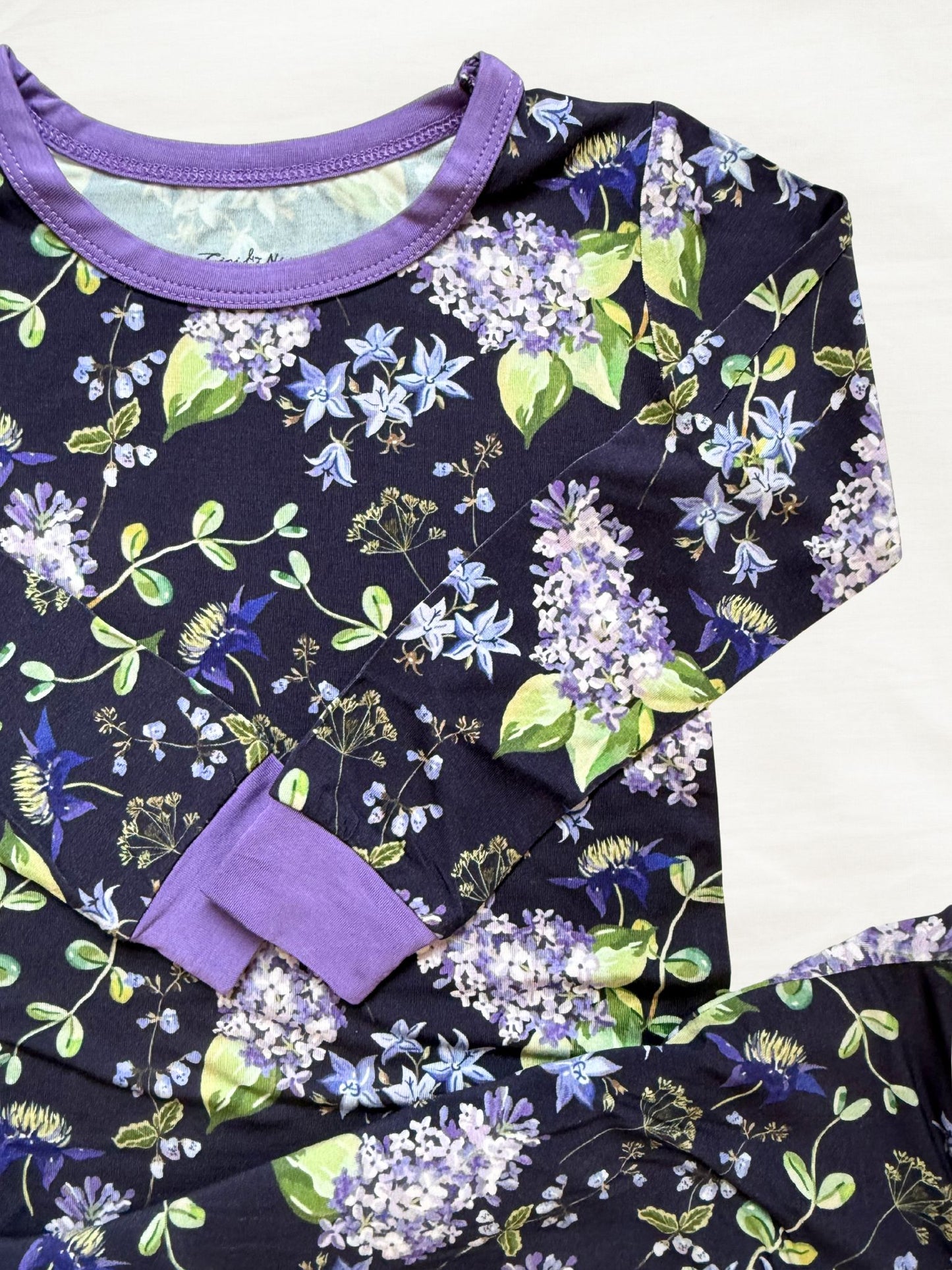 Lilac print baby & children's bamboo pajama set